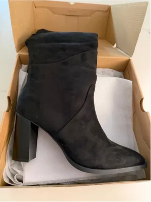 NEW Knee High Square Toe Chunky Block Heel Side Zipper Vegan Suede Long Boots 11 thumbnail 5
