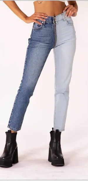 REVICE Denim Yin Yang Two Tone High Rise Straight Leg Jeans Tokyo Wash Size‎ 28 thumbnail 1