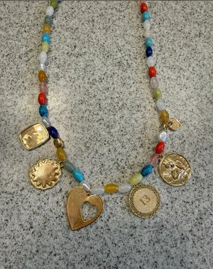 Anthropologie Beaded Multi Charm Necklace thumbnail 3