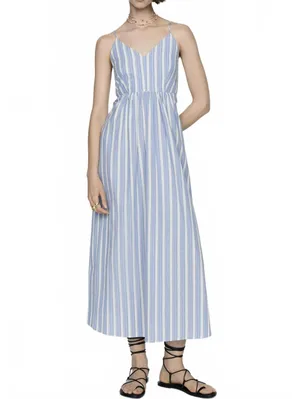 Mango 100% Cotton Cut-Out Back Striped Dress Sky Blue Stripe NWT Size XXL / 12 thumbnail 4