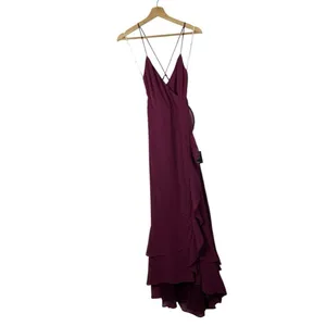 Lulu's Plum Purple In Love Forever Lace Up Back Chiffon Formal Maxi‎ Gown S thumbnail 2