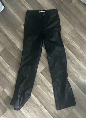 ZARA Pants Leather Black thumbnail 1