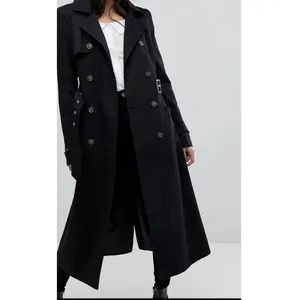 ASOS Black Double-Breasted Belted Trench Coat Size 4 (US) thumbnail 12