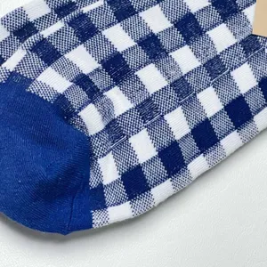J.Crew Women's Ankle Gingham Blue and White Plaid Print Socks OS thumbnail 5