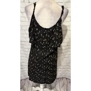 Lagaci Black Floral Frenzy Adjustable Strap Rayon Dress NWT Size XL thumbnail 4