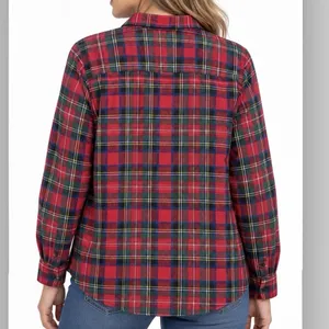 LL Bean Red Scotch Plaid Cotton Flannel Button Shirt Relaxed Fit Size XL thumbnail 2