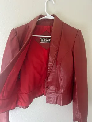 WINLIT Vintage Red Leather Jacket Size M thumbnail 2
