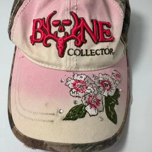 Vtg Y2K‎ Bone Collector Camo Pink Grunge Floral Hat Cap Adjustable thumbnail 2