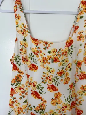 Lulu's White Floral Sundress with Yellow & Orange Blossoms thumbnail 2