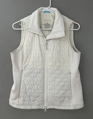 L.L.Bean Women’s S Ivory Thinsulate Vest Full Zip Pockets Lined Solid thumbnail 1