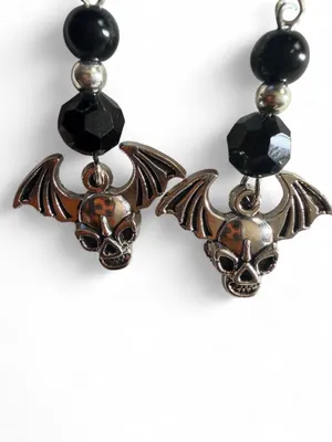 🖤 Handmade Bat Skull Earrings thumbnail 2