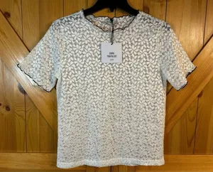Zara Trafaluc White Floral Lace Shirt Size Small nwt (4962) thumbnail 1