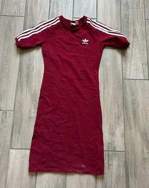 adidas Maroon Midi Dress with White Three Stripes thumbnail 1