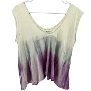 Free People Spring Break Combo Dip Tie Dye Paradise Tee Ombre Cream Purple XS thumbnail 2