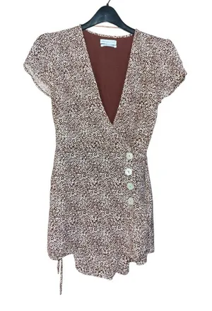 Urban Outfitters Brown and White Mini Dress thumbnail 1