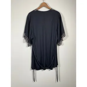 La Senza Black Lace Trim Kimono Robe Size S/M thumbnail 2