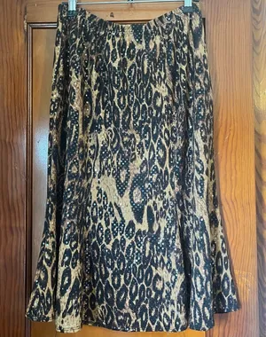 Y2k vintage Leopard Print flowy Skirt with clear sequins thumbnail 1