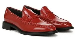 Franco Sarto Women's Red Patent Leather Eden Studded Loafers Slip On Size 8 thumbnail 1