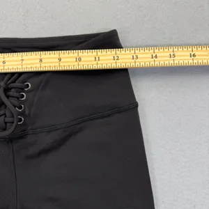 Alo Yoga Womens Black Lace Up‎ High Waist Biker Shorts Size S Logo Athletic thumbnail 3