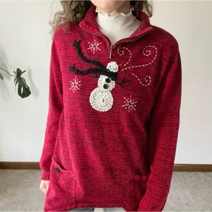 VINTAGE PBJ SPORT Embroidered Snowman Sweater thumbnail 2