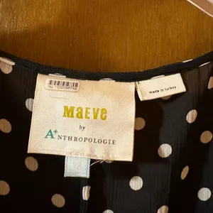 Anthropologie Maeve Sirena Polka Dot Ruffled Tunic Midi Dress in Black & White thumbnail 6