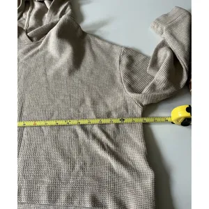 Athleta Waffle Crop Oversized Hoodie Beige Large thumbnail 6