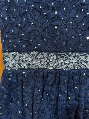 Navy blue sparkly homecoming dress thumbnail 2