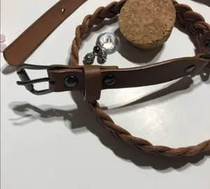 Pushadi 34” Braided Brown Vegan Leather Belt EUC thumbnail 2