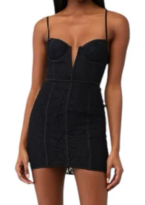 For Love & Lemons Julia Lace Mini Dress Black Women’s Size Medium NWT thumbnail 1