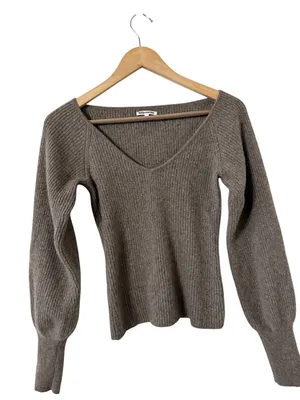 REFORMATION Hart Scoop Neck Cashmere Cocoa Ribbed Sweater Top thumbnail 5