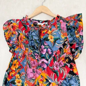 Chelsea & Theodore Women’s Floral Multicolor Spring Top Blouse Size L thumbnail 2