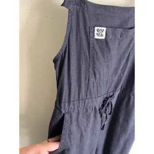Lucy & Yak Black Linen Blend Jumpsuit Size 2 Wide Leg Cropped Drawstring Waist thumbnail 3