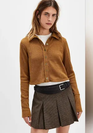 NWT Free People The Free Maddie Cardi. Color Tobacco Size M thumbnail 1