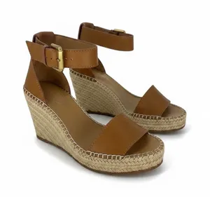 See by‎ Chloe Glyn Leather Espadrille Wedge Sandals Brown Size 36 thumbnail 1
