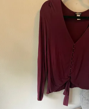 Venus Tie-Front Button-Up Boho Top 🖤 thumbnail 5