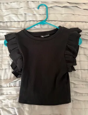 Black Ruffle ZARA Top thumbnail 1