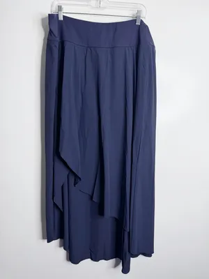 Halara Breezeful High‎ Waist High Low Ruffle 2-in-1 Flowy Maxi Skirt Navy 2X thumbnail 3