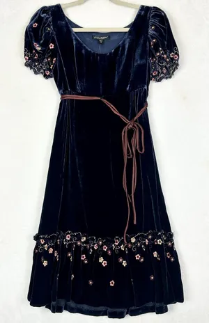 Betsey Johnson New York Vintage Y2K Velvet Mini Dress Size 10 NWT Milkmaid thumbnail 1
