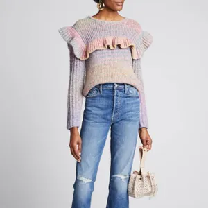 Loveshackfancy Multicolor Yumi‎ Ruffle Alpaca Wool Blend Pullover Sweater Small thumbnail 2
