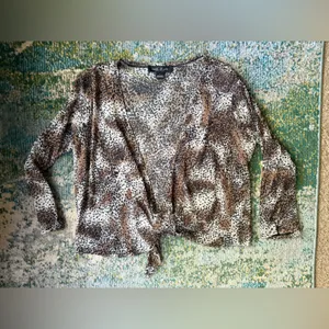 Vintage 90s August Silk mesh wrap tie animal print top, size large thumbnail 8