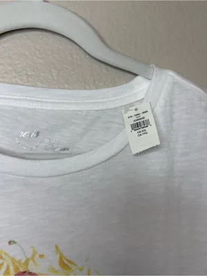 Aerie soft cotton white tee flowy plus size Xxl 2X casual beach graphic yellow thumbnail 5