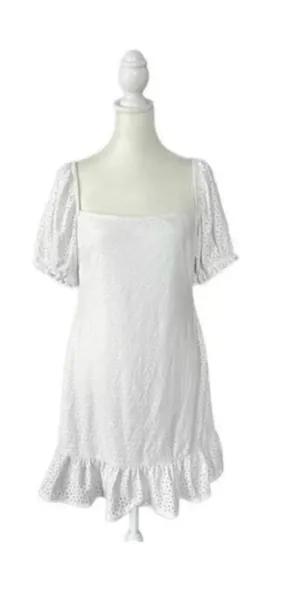 Speechless Eyelet Open Back Boho Prairie Core Mini Dress Sz Large Juniors thumbnail 1