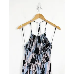 Free People Heat Wave Printed Maxi Slip Dress Large Blue Floral Bohemian thumbnail 12