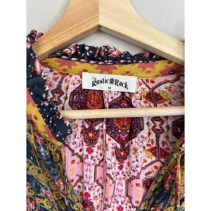The Rustic Rack Boutique Bohemian Floral Print V Neck Flared Sleeve Blouse Sz M thumbnail 6