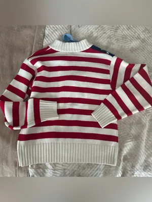 Universal Thread Women's Red, White & Navy Zip-Up Flag Stripe Sweater thumbnail 3