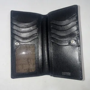 Lauren Ralph Lauren Sloan Sleek Street Slim‎ Bifold Designer Wallet Black Snap thumbnail 4
