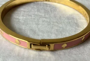 : Pink “Spot the Spade” Hinge/Clasp Bangle Bracelet- Gold tone thumbnail 6