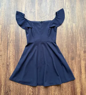 Navy Teeze Me Ruffle Sleeve V-Neck Dress - Size 3 thumbnail 1