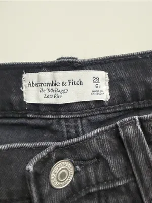 Abercrombie & Fitch The 90s Baggy Low Rise Distressed Jeans Black Size 28/6 thumbnail 7