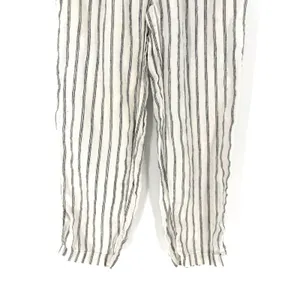 Quince Linen Pants Striped Small White Black Elastic Waist Pockets Sustainable thumbnail 5